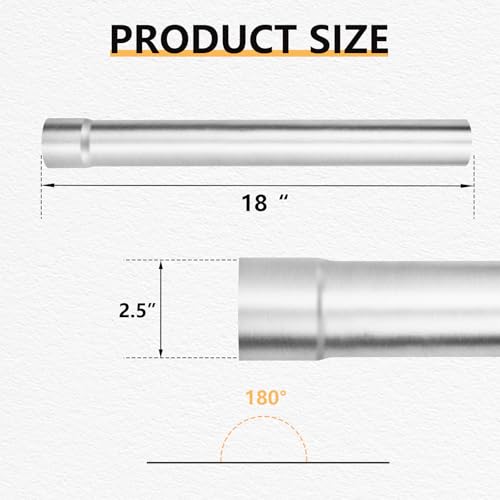 LCGP 2.5" Custom Mandrel Straight Exhaust Pipe, 18" Long, Made of Mild Steel Fit 2.5 Inch Exhaust System - size: 2.5 Inch, style: 18" Long