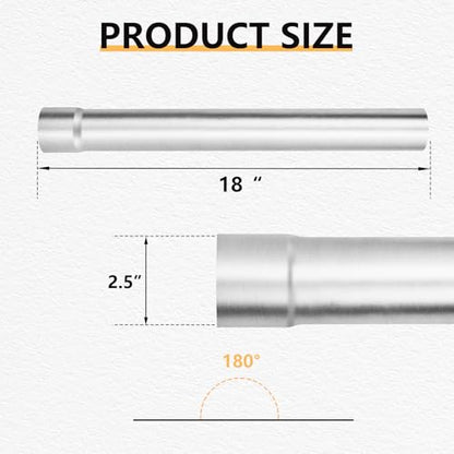 LCGP 2.5" Custom Mandrel Straight Exhaust Pipe, 18" Long, Made of Mild Steel Fit 2.5 Inch Exhaust System - size: 2.5 Inch, style: 18" Long