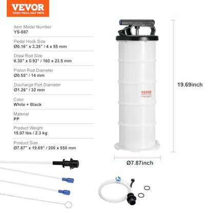 VEVOR 6.5L Manual Oil Extractor Pump, Fluid Extractor Pump for Automotive - style: 6.5L Manual