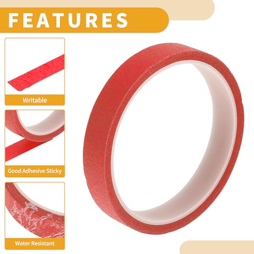1 Pc 0.6 Inches x 10.9 Yards Universal Painters Tape - DIY Car Auto Paint for Masking Tape No Residue - Crepe Paper Red - color: Red, size: 0.6 Inches x 10.9 Yards