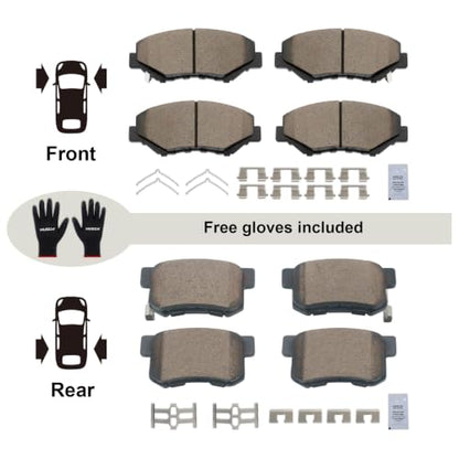 HUSCH Front & Rear Ceramic Brake Pads Fit For Honda CR-V 2002-2004 - size: D914+D536