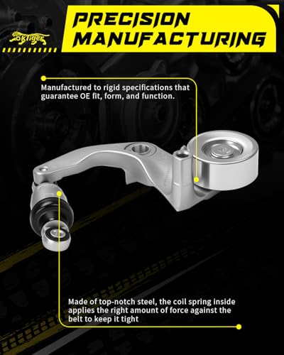 Oktiger High Performanced Belt Tensioner Assembly with Pulley Fit for Honda Civic ex dx lx gx 2007 2008 2009 2010 2011/lx-s ex-l 2009 2010 2011, 1.8L L4, Replace OE # 39077, 31170RWK005, 31170RWK015. - size: 39077