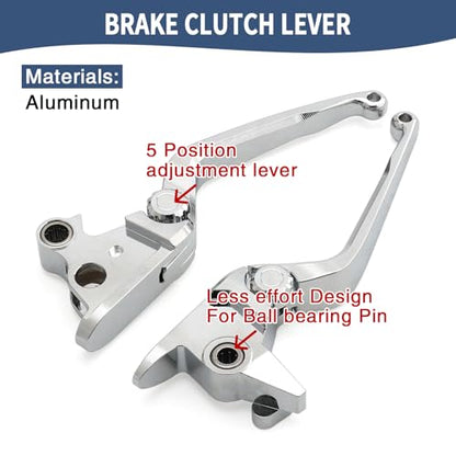 Motorcycle Levers Brake Clutch Handle Lever Adjustable Fit for Harley 2015-2024 Softail Fat Boy FLSB Street Bob FXBB Breakout FXLRS Fat Bob Low Rider FXLR Softail Slim FLHSC 114 (Long, Chrome) - color: Chrome, style: Long