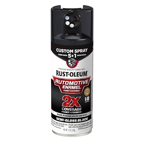 Rust-Oleum 2X Automotive Enamel 5-in-1 Spray Paint, Semi-Gloss Black - color: Semi-Gloss Black, size: 12 Ounce (Pack of 1)