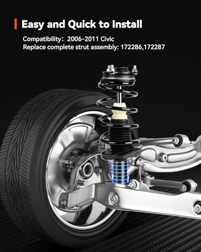 PROEZE Front Strut Assembly for 2006-2011 Civic, Shock Absorber Front with Coil Springs Replace 172286,172287, Driver and Passenger Side, 2PCS - size: 06-11 Civic-Front