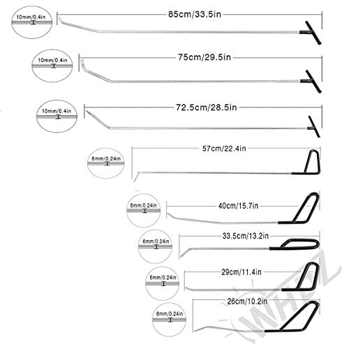 WHDZ Paintless Dent Repair Rods 16pcs Auto Body Dent Repair Hail Damage Removal Tools Paintless Dent Repair Rods Tool for Car Dent Ding Removal - color: 16PCS
