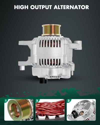 SCITOO 13824 Alternator 12V 136A fit for Dodge for Ram 1500 1999-2001 - size: 136A, style: 13824 Alternator