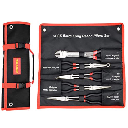 TOOLEAGUE 5Pcs Extra Long Needle Nose Pliers Set - size: 5pcs,11"
