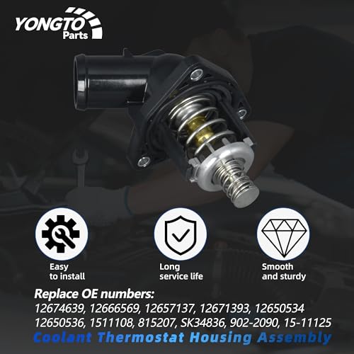 12674639 Engine Coolant Thermostat Housing Assembly Compatible with Chevrolet Silverado 1500 Suburban Corvette Tahoe, GMC Sierra 1500 Yukon XL, Cadillac Escalade ESV Replace OE 15-11125