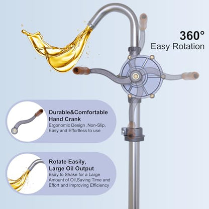 LYCARESUN 15 to 55 Gallon Drum Pump, Upgraded All-Aluminum Oil Transfer Barrel Pump, Hand Fuel Pumps for Diesel, Kerosene, Hydraulic Fluid - style: All-Aluminium