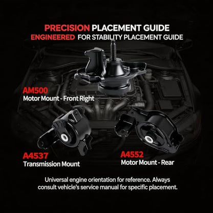 Engine Motor & Transmission Mount Set 3PCS Compatible with 2007-2008 Honda Fit 1.5L, Replaces A4552 A4537 AM500, Front Right Rear Left Support - style: 2007-2008 Honda Fit 1.5L