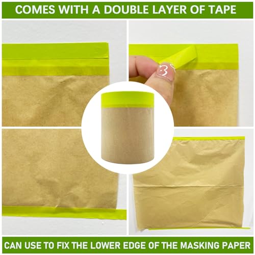 Tape and Drape, 6” x 50 feet Masking Paper for Painting, 1 Pack - size: 6", 50ft