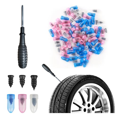 100 Pcs Tire Repair Rubber Nail Kit, Vacuum Tire Repair Kits with 3 Sizes