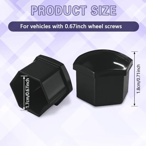20PCS Car Wheel Lug Nut Covers, Hexagonal Plastic Dustproof Wheel Nut Rim Cover, 17mm Wheel Nut Covers with Removal Tool, Rust-Resistant Car Lugnut Caps for Most Vehicles (Black/17MM) - color: Black/17MM