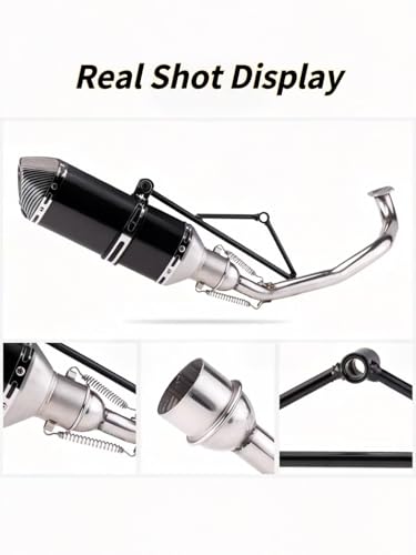 motorcycle muffler,front-section bracket，Stainless Exhaust Muffler System, Header Pipe Link Tube Compatible with GY6 Exhaust, GY6 150cc Exhaust &125cc, for Street Sport Motorcycles Scooters
