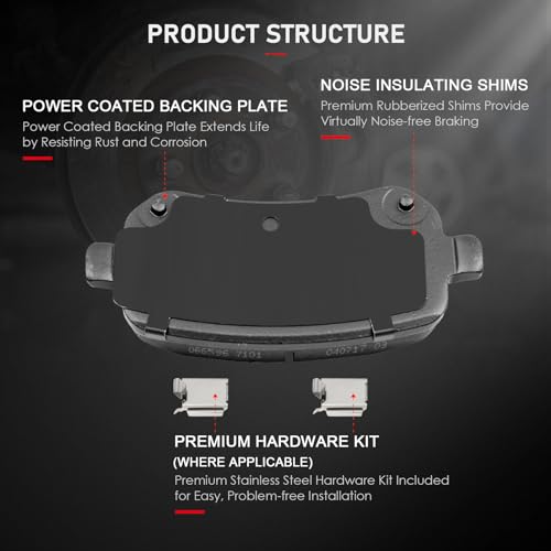 cciyu D1326 Brake Pads w/Hardware Rear Disc Brake Pad Set - size: Rear[D1326]