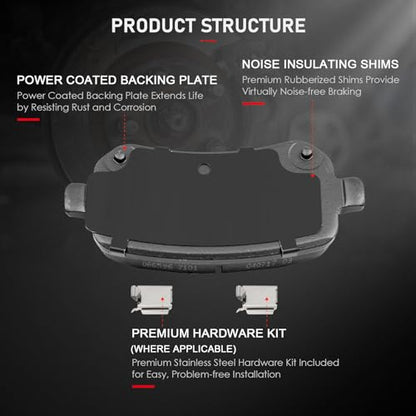 cciyu D1326 Brake Pads w/Hardware Rear Disc Brake Pad Set - size: Rear[D1326]