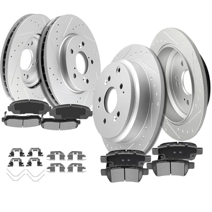 SCITOO Front 11.65" Rear 12.32" Brake Pads and Rotors Kits Brakes Kit - size: 31369+D1521 & 31368+D1088 [4+8PCS]