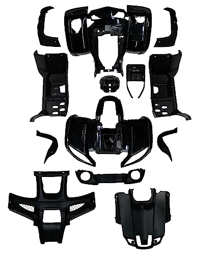 Complete ATV Body Front Rear Fender Kit for Coolster 3150, 3150DX 3150DX-2 3175U Tao Tao Bull 150 Bull 200 and Rhino 250 Vitacci 125cc Utility Style ATV Black