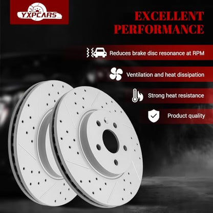 Front & Rear Drilled Slotted Rotors and Ceramic Disc Brake Pads Kit for Buick Encore 2013-2017, for Chevy Trax 2013 2014 2015 2016 2017