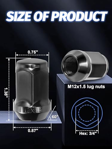 M12x1.5 Lug Nuts 20pcs for Focus - color: Black, size: M12x1.5, style: 1.38IN,20PCS