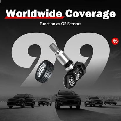 Autel TPMS Sensors Set of 4 Programmable MX Sensor for Tire Pressure Dual Frequency 315MHz/433MHz Autel Sensor Rubber Stem Programmable by TS508 TS408 TS508WF TS608 MS906TS ITS600 MS906PRO-TS - size: Sensor Rubber 4 pcs