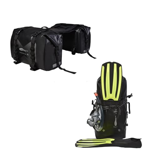 50L Waterproof Motorcycle Saddlebags and 35L Waterproof Backpack for Men and Women - Heavy Duty Roll-Top Floating Dry Bag Backpack for Kayaking, Boating