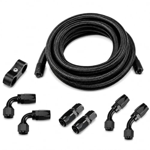 Ucreative 10FT AN10 CPE Nylon Braided Fuel Line Hose & Fitting Kit - size: 10AN