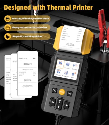 12V/24V Battery Tester with Printer OBDMATE BT770 Battery Load Tester