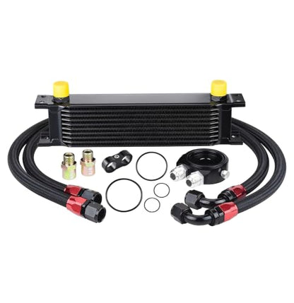 EVIL ENERGY 10 Row Oil Cooler Kit, 10AN Engine Cooler Radiator Universal - size: 10 Row