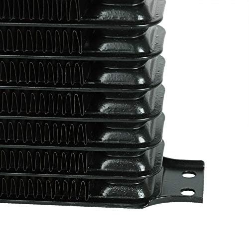 15 Row Black Aluminum Bolt-On Automotive Engine Heavy Duty Towing Transmission Oil Cooler 6AN in-Line Hose 8 Inch 90w Electric Cooling Fan Kit