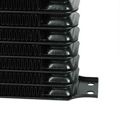 15 Row Black Aluminum Bolt-On Automotive Engine Heavy Duty Towing Transmission Oil Cooler 6AN in-Line Hose 8 Inch 90w Electric Cooling Fan Kit