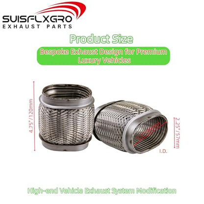 Exhaust Flex Pipe (Interlock Lining OEM-Grade) 100% Stainless Steel SS304 For Heavy Duty and Cars (1 PC, 2.25/3.5X4.75) - size: 2.25/3.5X4.75