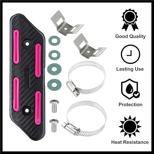1 Set Universal Motorcycle Heat Shield Kit Exhaust Pipe Cover Muffler Silencer Pipe Protector Rose Red Durable Material