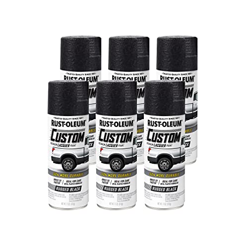 Rust-Oleum Automotive Custom Lacquer Spray Paint, Rugged Black - color: Rugged Black, size: 11 Ounce (Pack of 6)