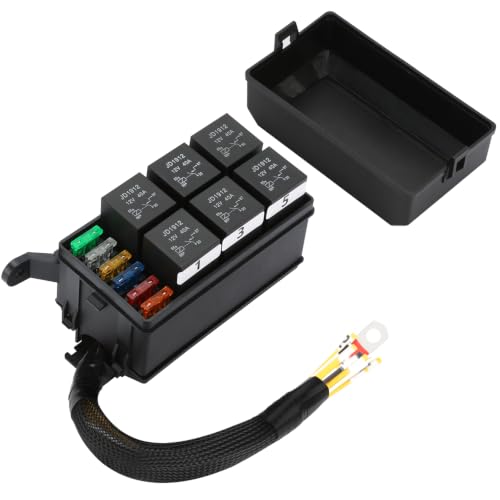 12V Pre‑Wired Fuse Relay Box–6 Relays & 6 Fuses with ATC/ATO Blade Fuses, 4‑Pin 40A JD1912 Relay Block Kit for Car Truck RV (Wire Rated 30A) - size: 40A 6 Relay 6 Fuse