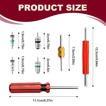 39PCS HVAC Car AC Valve Core Tool Kit with Remover Installer for R12 R134a Refrigeration Systems Includes Schrader Valve Cores Seal Caps and Tire Valve Stem Cores