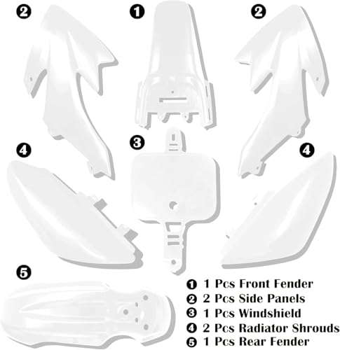 CRF50 XR50 Plastics Fender Fairing Kit for 50-160cc Dirt Bike，white - color: white