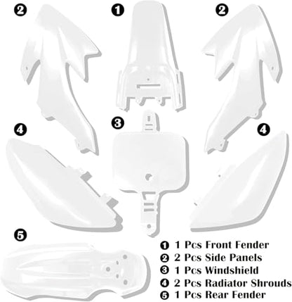 CRF50 XR50 Plastics Fender Fairing Kit for 50-160cc Dirt Bike，white - color: white