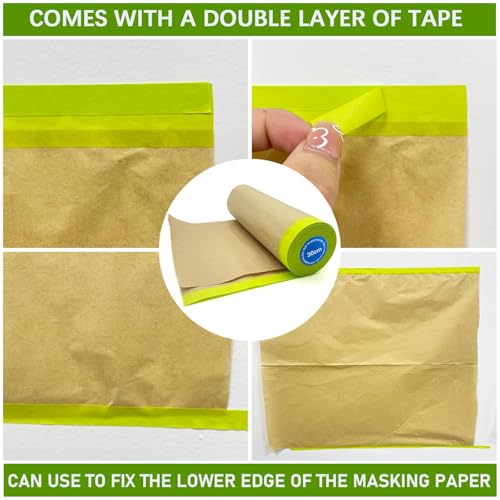 Tape and Drape, 12” x 100 feet Masking Paper for Painting, 2 Pack - size: 12",100ft