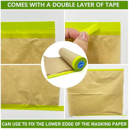 Tape and Drape, 12” x 100 feet Masking Paper for Painting, 2 Pack - size: 12",100ft