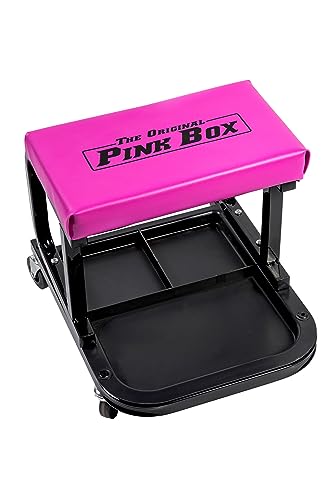 The Original Pink Box Rolling Creeper Seat with Tool Tray