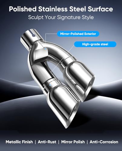 3" Dual Exhaust Tip,3''(ID) Inlet 4''outlet 16" Long Tail Pipe - size: 3TO4 16long