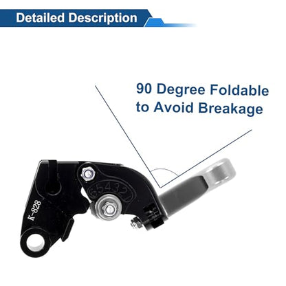 Brake Clutch Levers for Kawasaki ZX636R 00-04 Black Silver Tone - color: Black Handle Silver Tone End