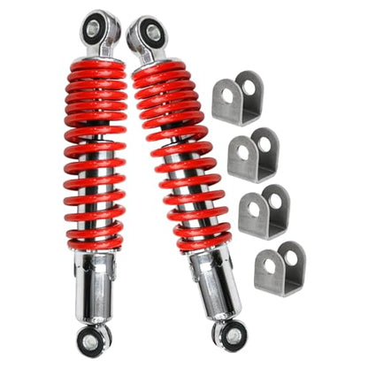 10" 260mm Front Shock Absorbers 400lbs Load for Go Kart, ATV, UTV, Drift Trike, Golf Cart, Quad, Buggy, Pit Bike, Lawn Mower – Heavy-Duty Red Suspension Set (w/Mounting Bracket) - color: w/ Mounting Bracket