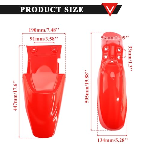 PRO BAT KLX110 Plastic Fender Fairing Body Work Kit - color: White&Red Plastic Fender Kit