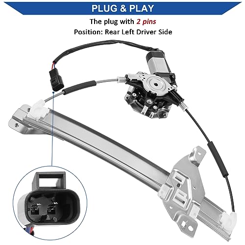 Obaee 748-510 Rear Left Driver Side Power Window Regulator with Motor Assembly Compatible with Chevrolet Impala 2006-2013 Impala Limited 2014-2016, Replace OE 10338753, 20927599 - size: Rear Left Driver Side