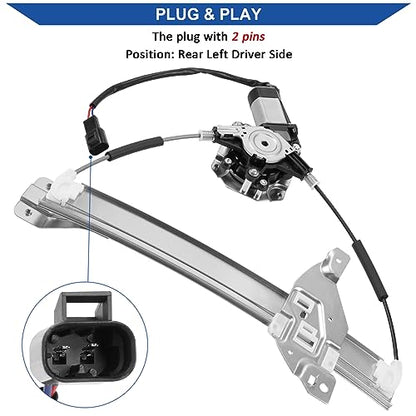 Obaee 748-510 Rear Left Driver Side Power Window Regulator with Motor Assembly Compatible with Chevrolet Impala 2006-2013 Impala Limited 2014-2016, Replace OE 10338753, 20927599 - size: Rear Left Driver Side