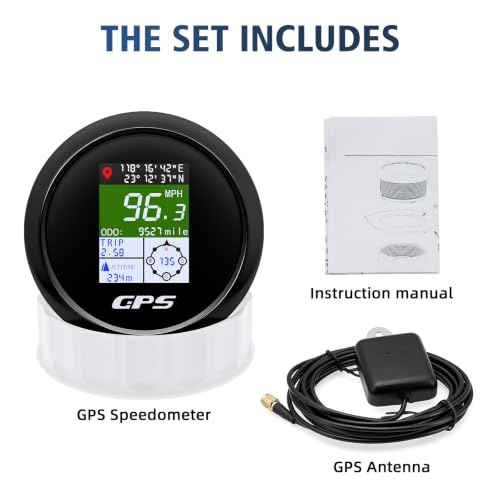 Boat GPS Speedometer Gauge 3-3/8" 85mm Waterpoof for Marine Car - color: Black
