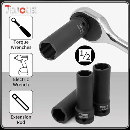 3PCS Twist Lug Nut Socket Set, 1/2" Drive Bolt Nut Extractor Tool - color: 3pcs Wheel Lug Nut Extractor 1/2 Inch Drive